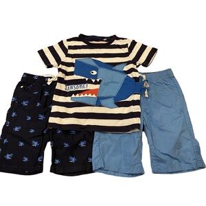 UK Blue Zoo 4-5yr Boys Summer Clothing Lot Shorts Top Shark Set Bluezoo Clothes